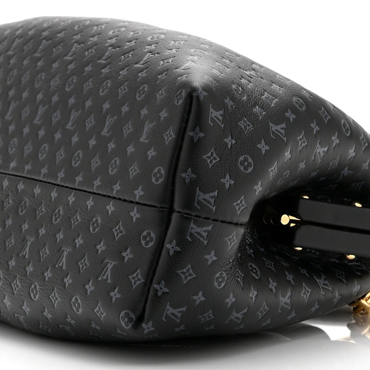 Calfskin Nanogram Embossed Clutch Black