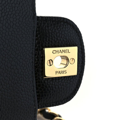 Caviar Quilted Medium Double Flap Black