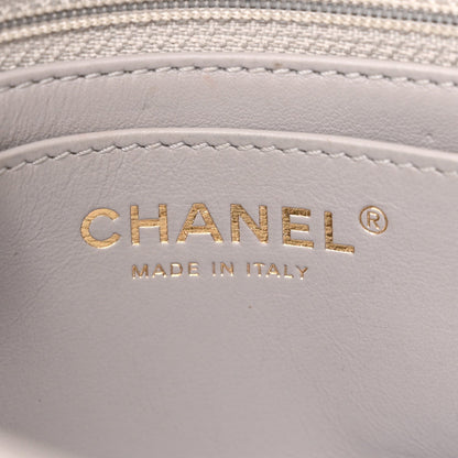 Lambskin Quilted Mini Pearl Crush Flap Light Grey