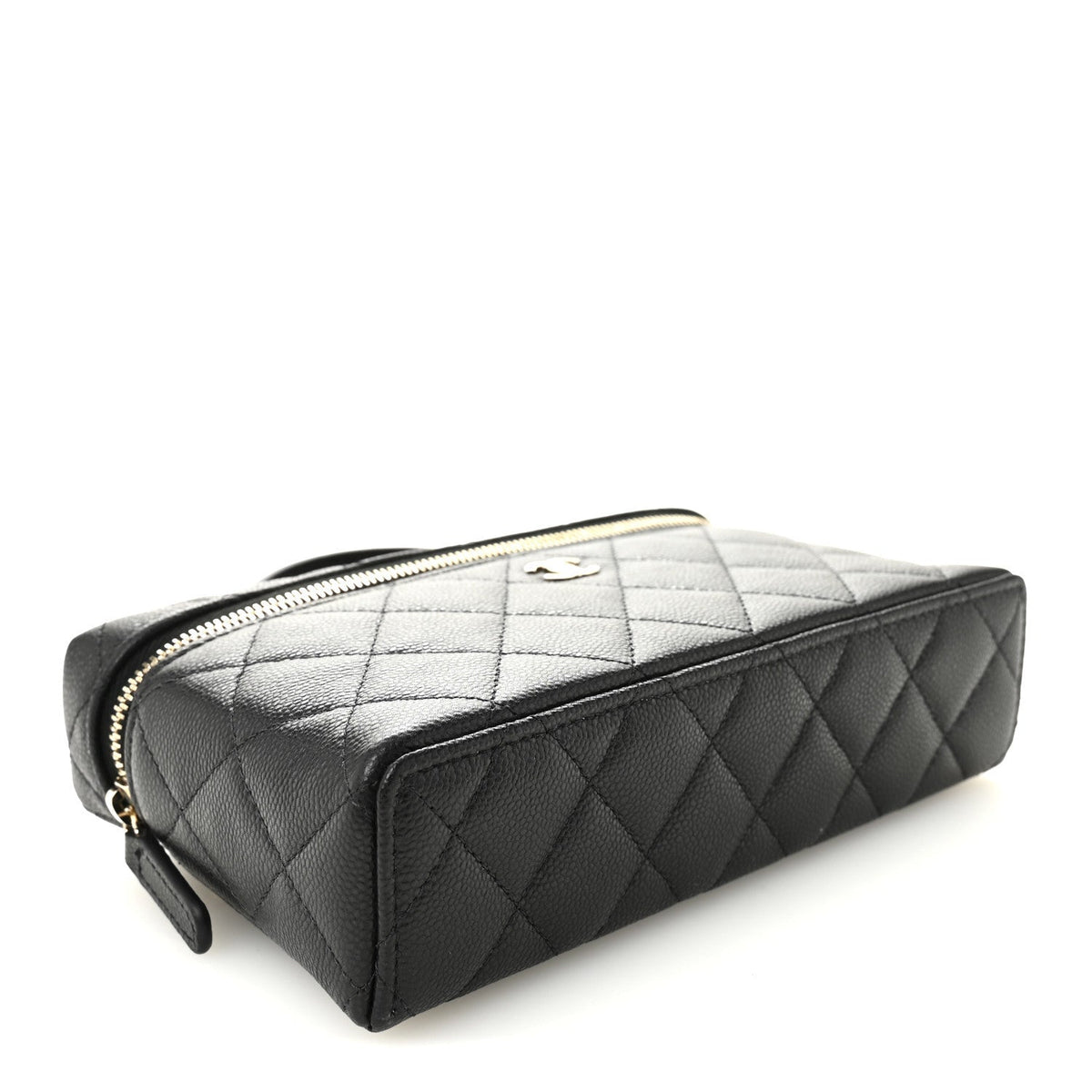 Caviar Quilted Top Handle Slim Vanity With Chain Black