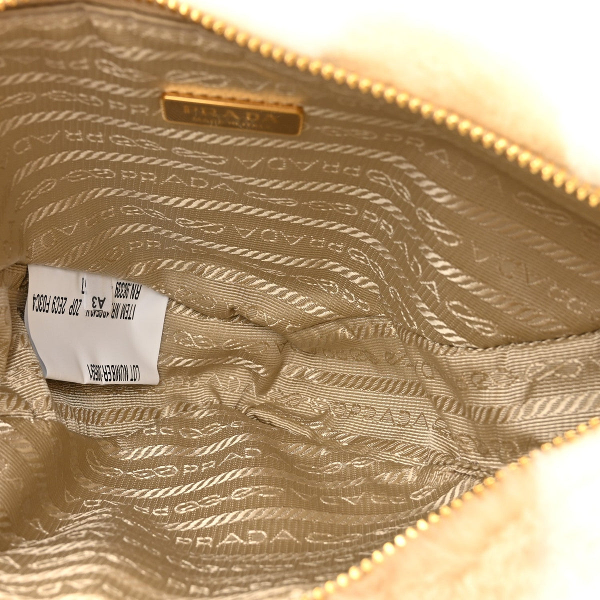 Shearling Symbole Mini Triangle Bag Ecru White