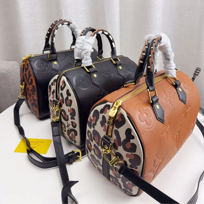 LOUIS VUITTON SPEEDY BANDOULIERE BAG WILD AT HEART MONOGRAM EMPREINTE GIANT BROWN 26CM