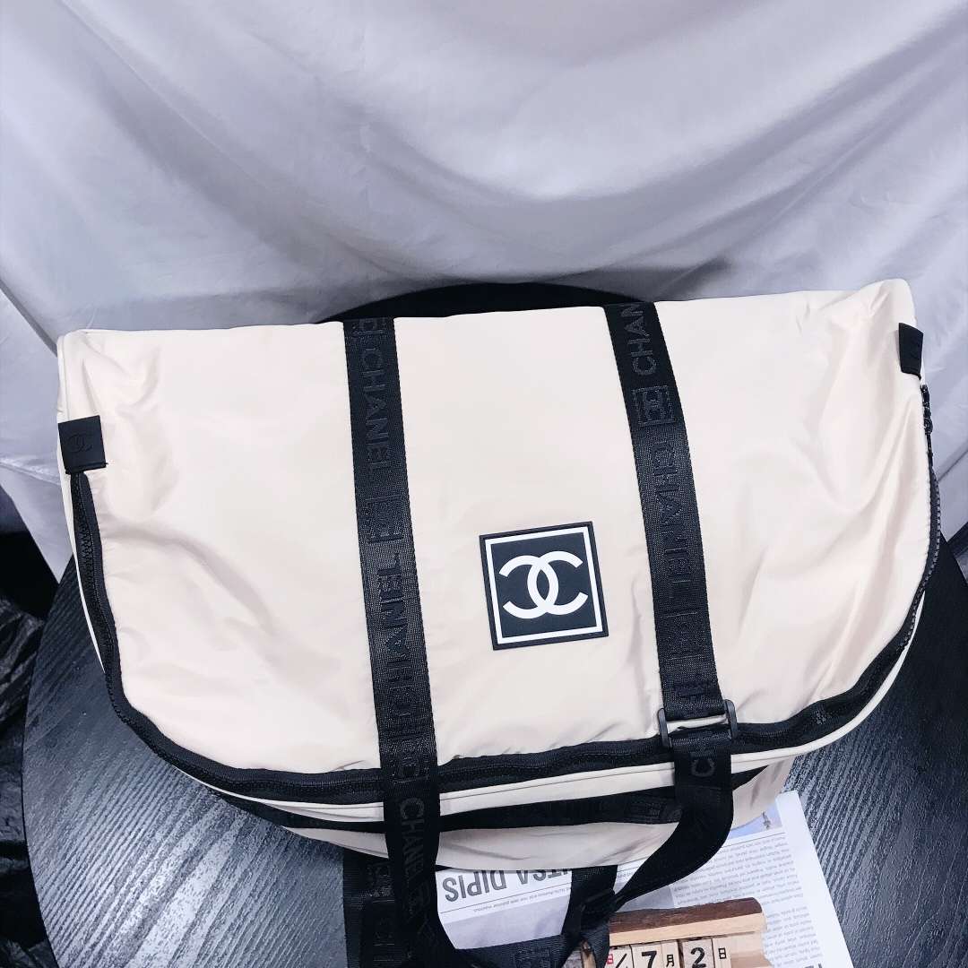 CHANEL SPORT LINE IVORY BLACK BOSTON TRAVEL BAG