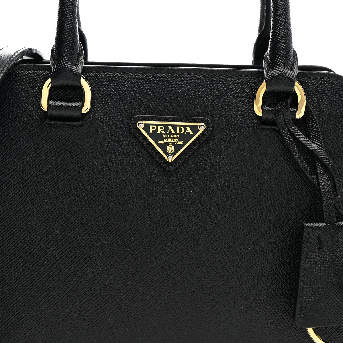 Saffiano Soft Calfskin Mini Zippered Crossbody Tote Black