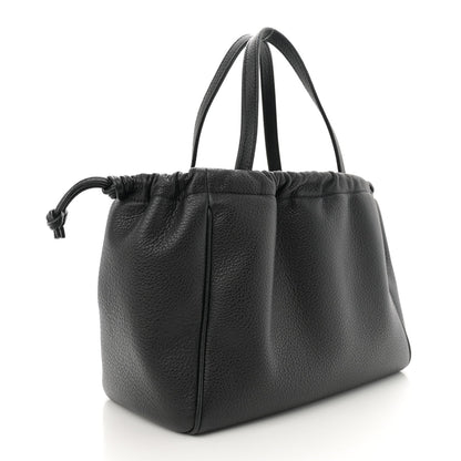 Calfskin Cuir Small Triomphe Cabas Drawstring Black