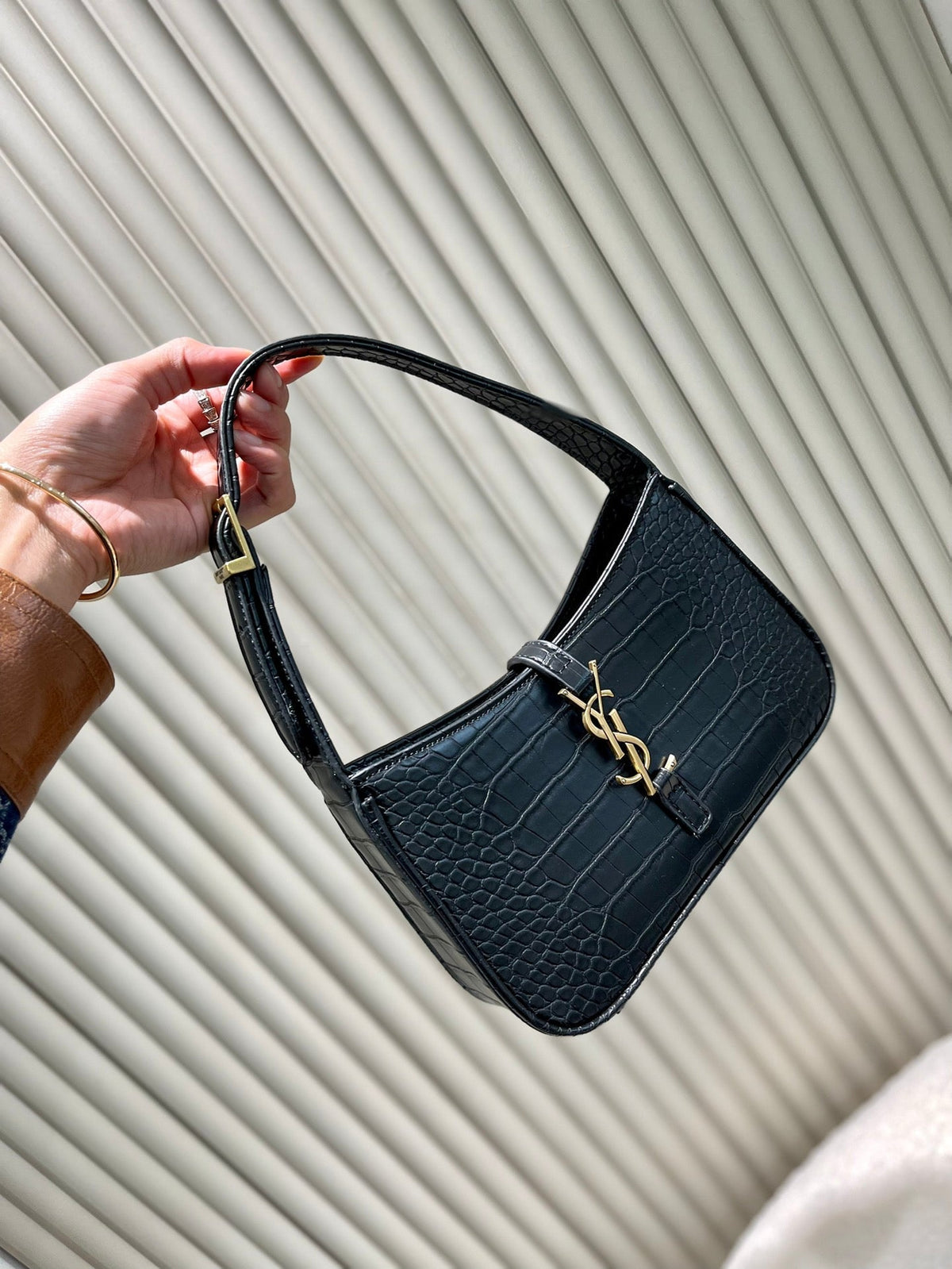 Ysl Hobo Bag Crocodile Embossed