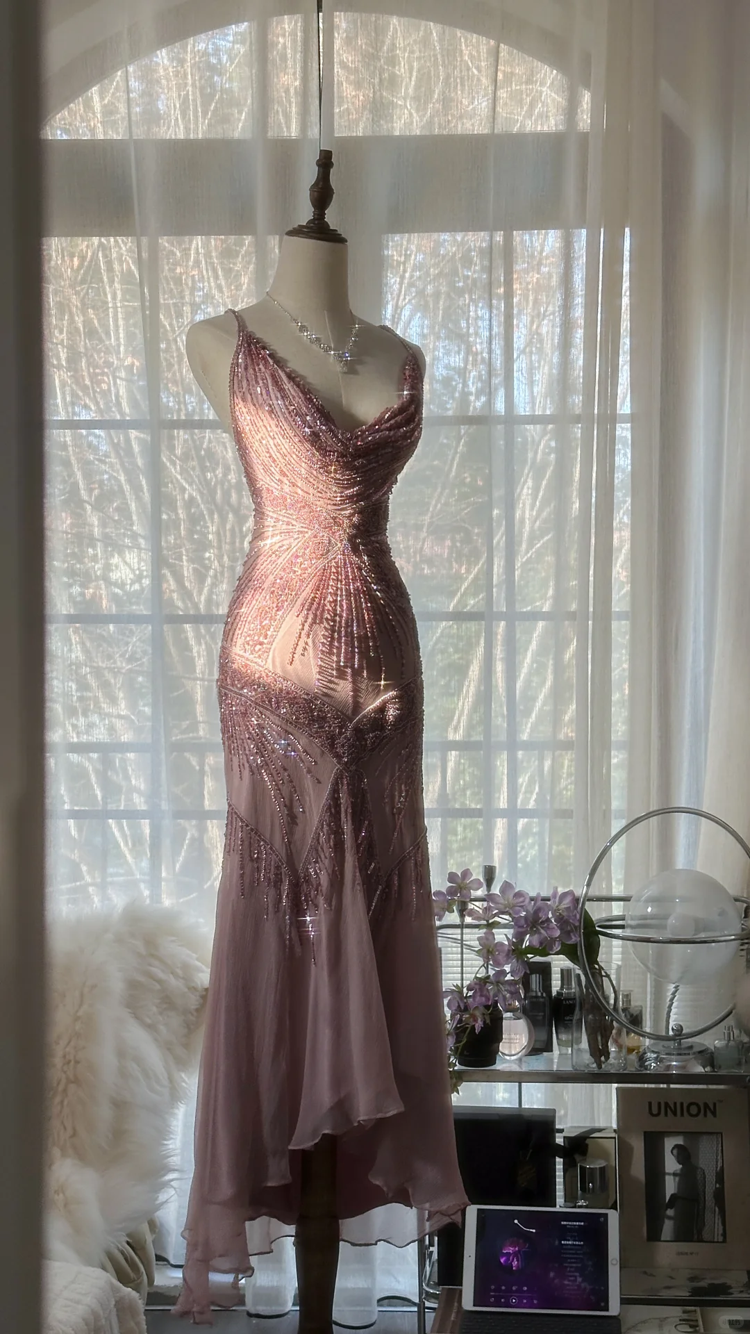 Vintage Elegant Purple Fairy Long Chiffon Spaghetti Strap Romantic Evening Dress Prom Dresses D1494