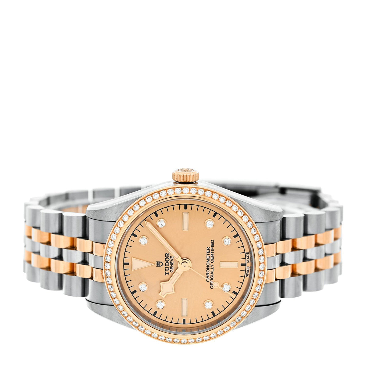 Stainless Steel 18K Yellow Gold Diamond Bezel 36mm Black Bay Automatic Watch Champagne 79653