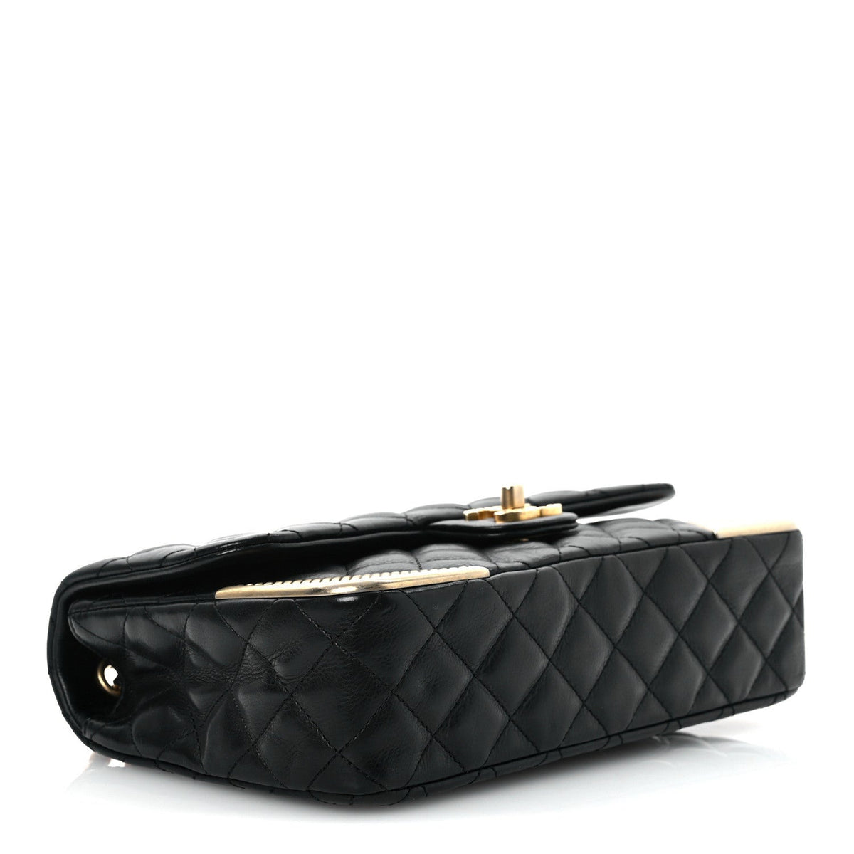 Calfskin Quilted Rock The Corner Flap Black