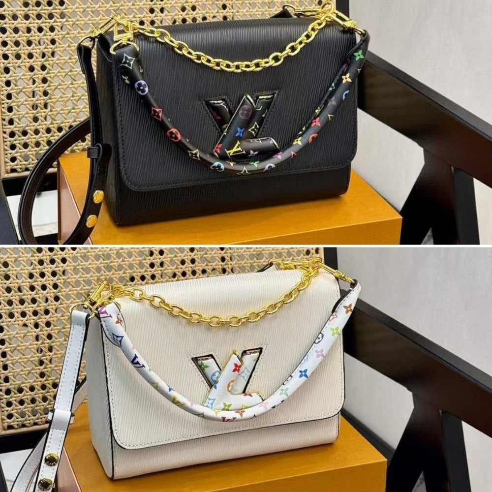 LOUIS VUITTON X TAKASHI MURAKAMI LV TWIST MM SLIM BAG BLACK 23CM M13243