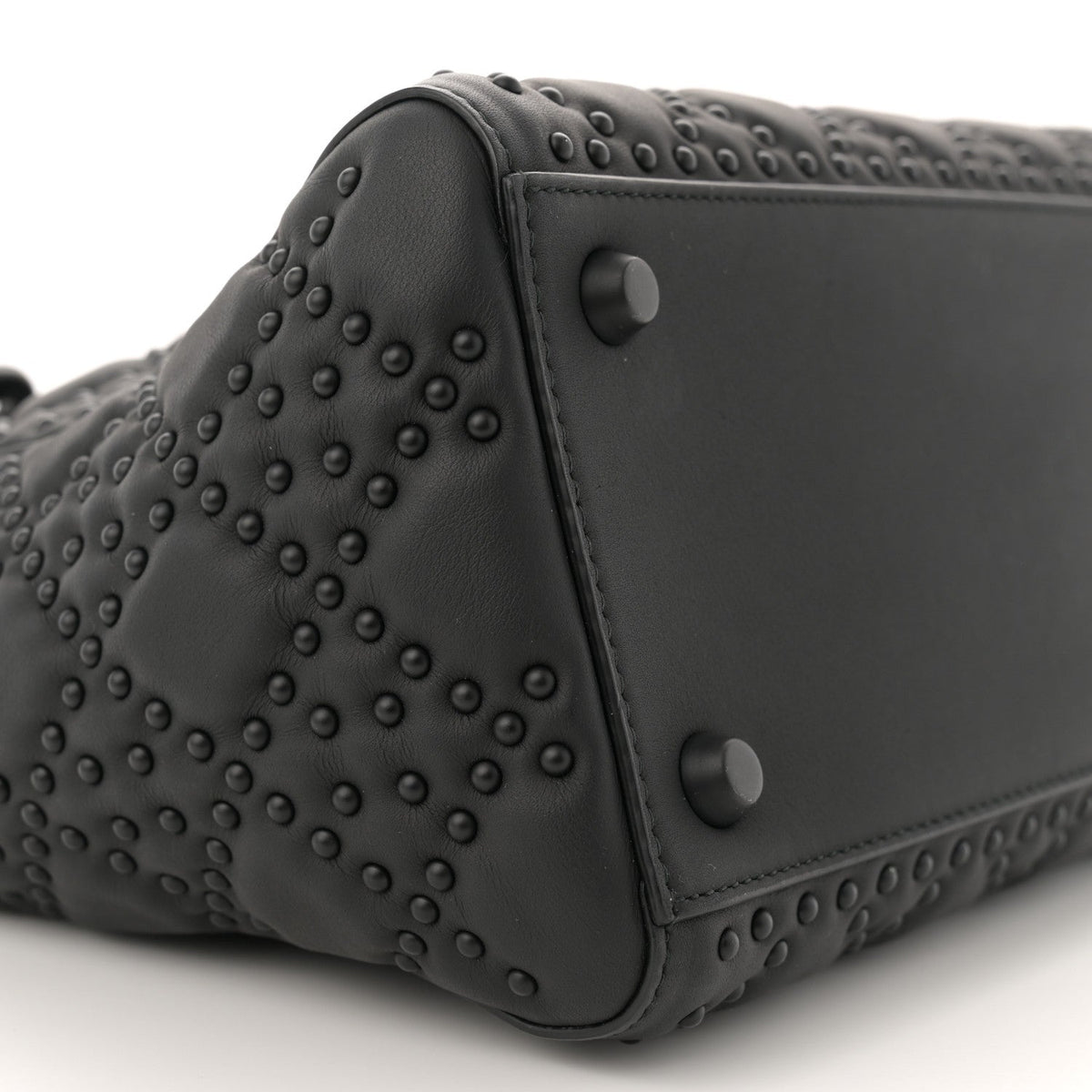 Matte Calfskin Cannage Studded Medium Supple Lady Dior Ultra Black