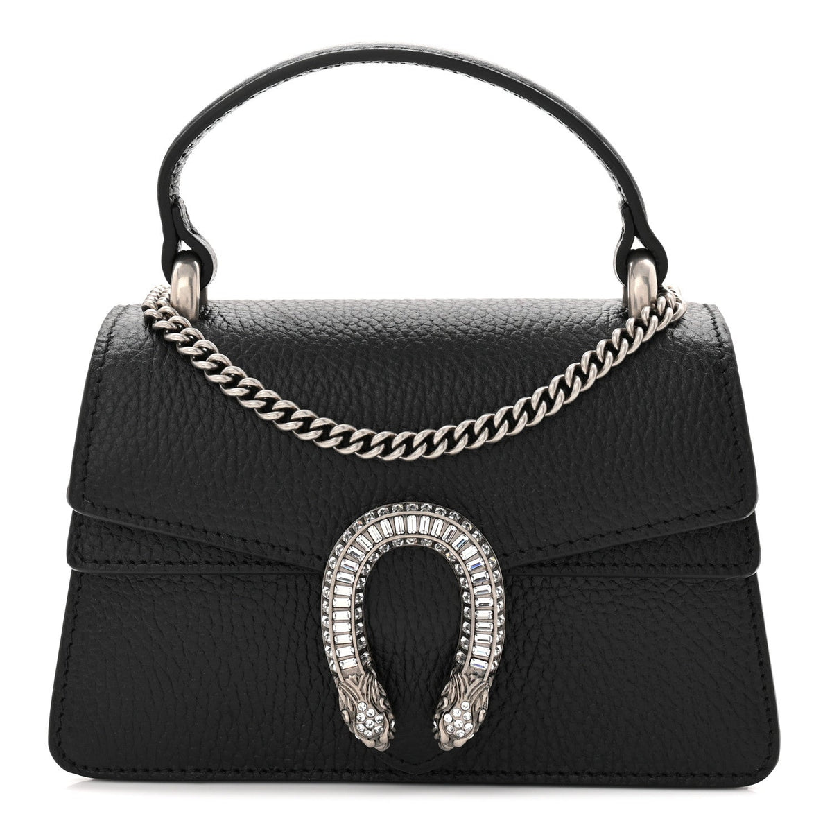 Dollar Calfskin Crystal Mini Dionysus Top Handle Bag Black Crystal