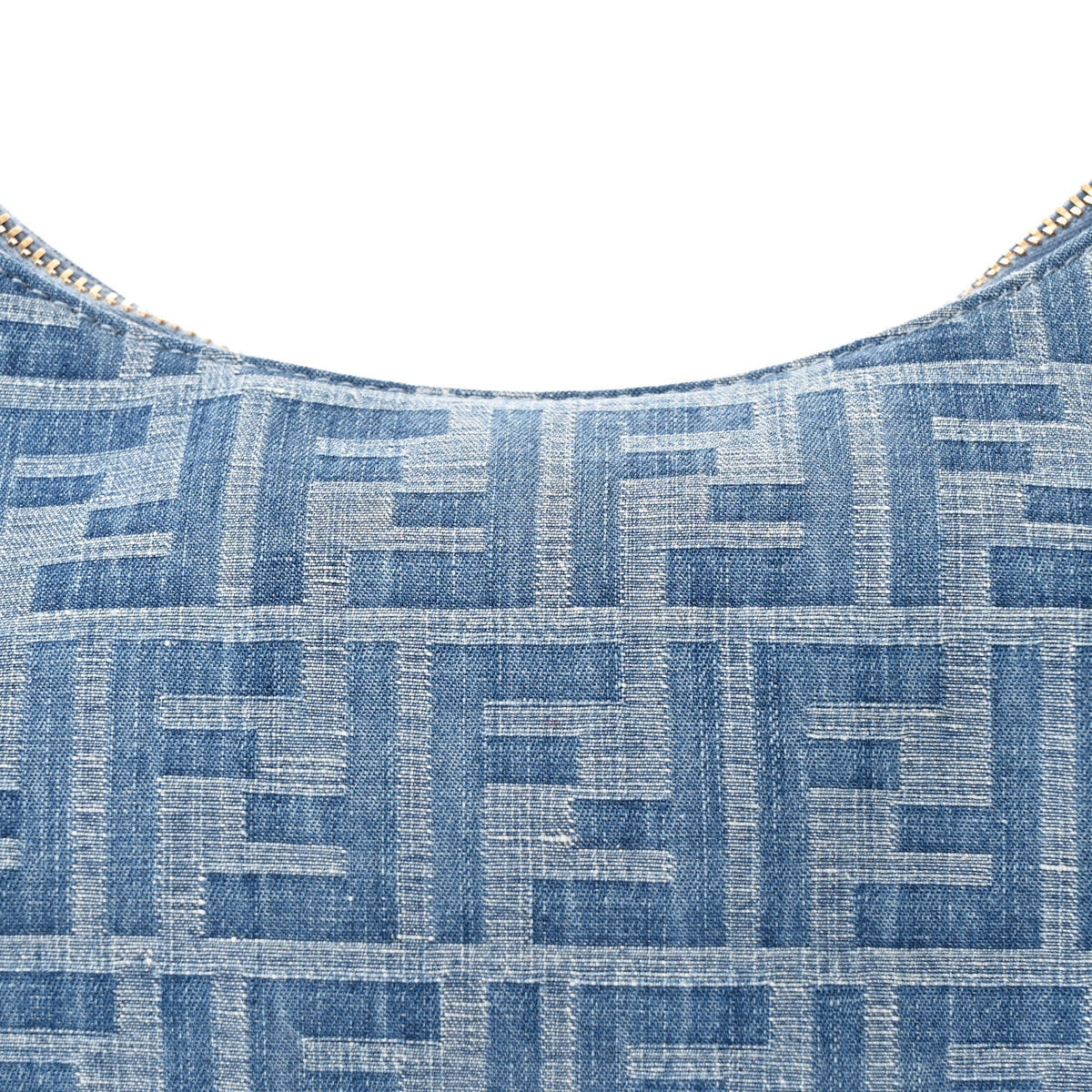 Denim Vitello Grace Mirror Logo Small Fendigraphy Hobo Bag Denim Sand