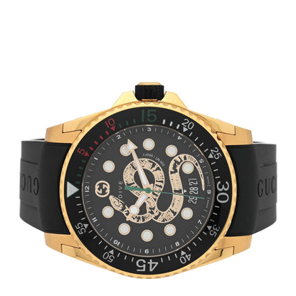Stainless Steel Rubber 45mm Dive Snake Quartz Watch Black