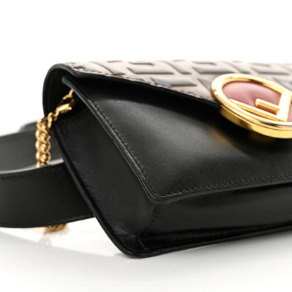 Vitello Liberty F is Fendi Bi-Color FF 1974 Embossed Envelope Belt Bag Maya Black