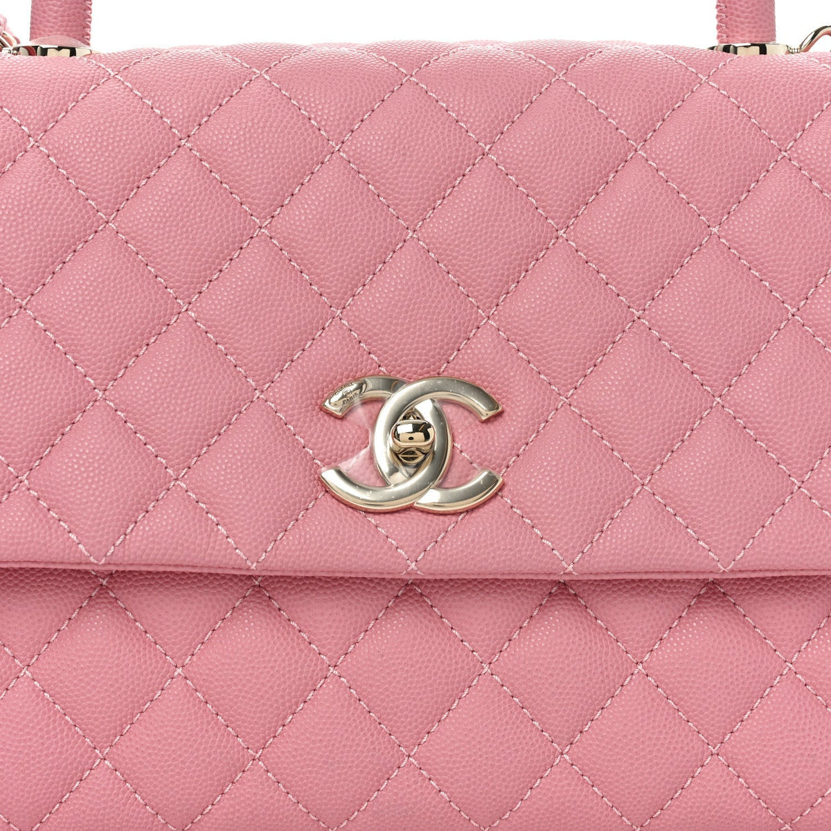 Caviar Quilted Small Coco Handle Flap Light Pink