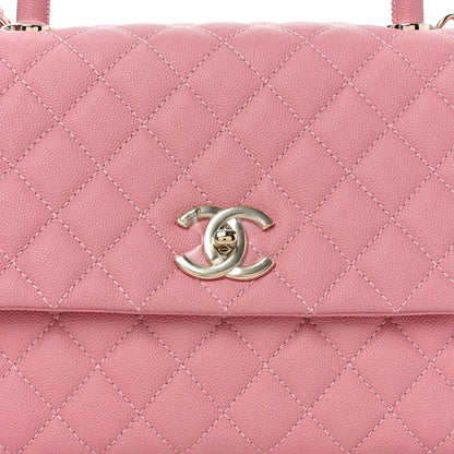 Caviar Quilted Small Coco Handle Flap Light Pink