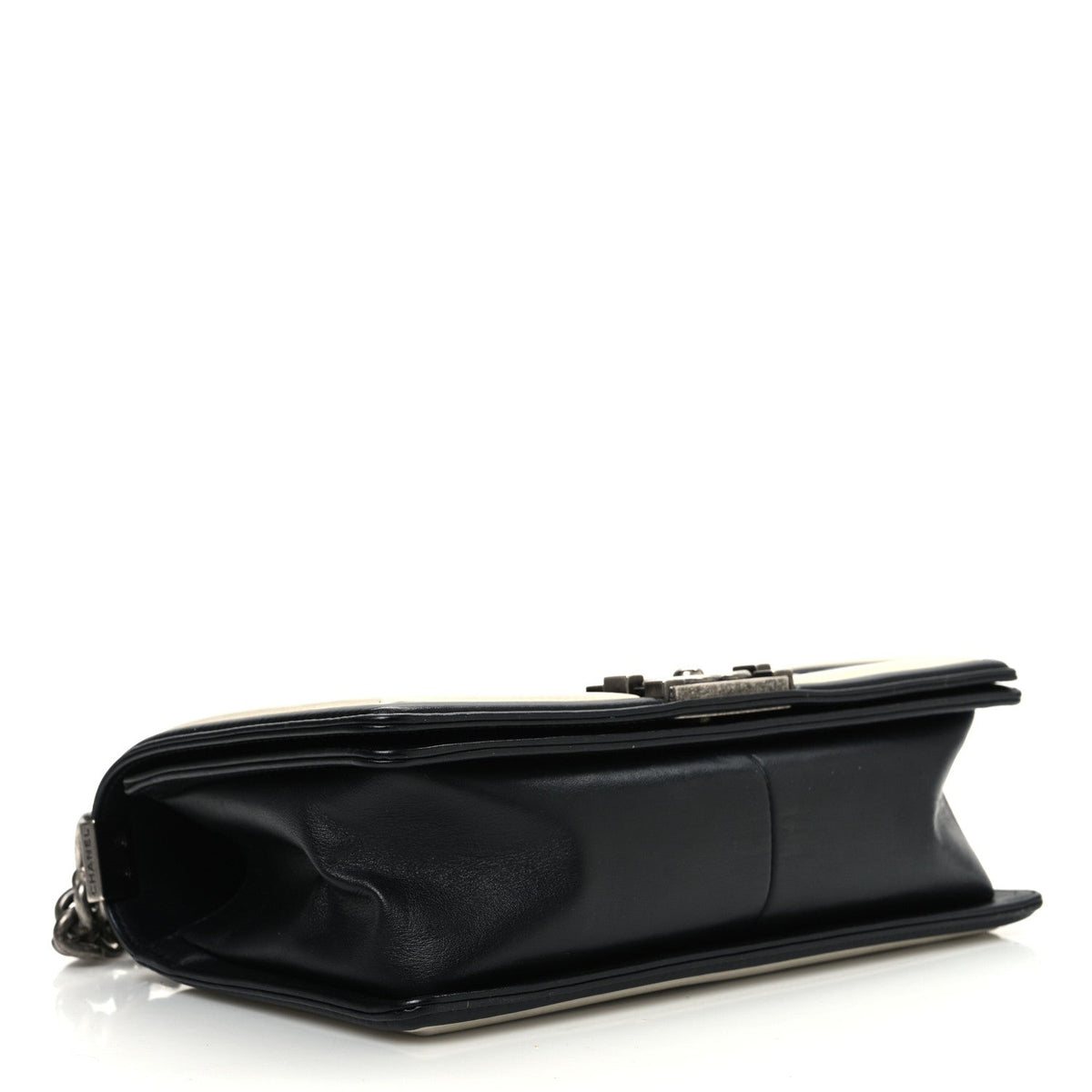 Calfskin Pleated Medium Boy In Rome Flap Black White