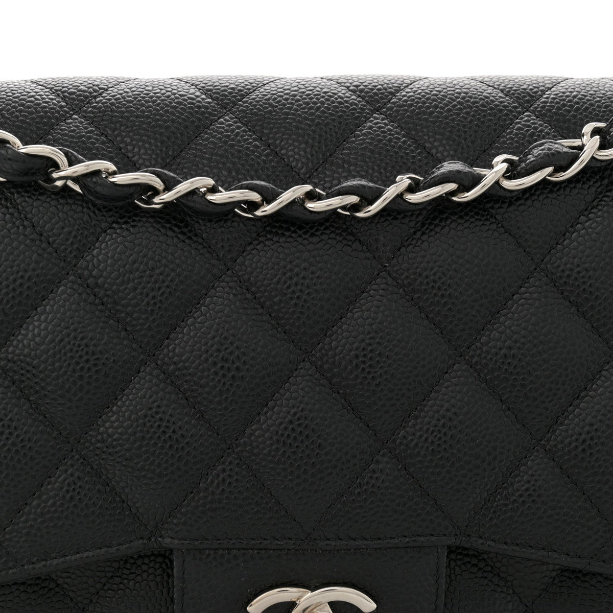 Caviar Quilted Jumbo Double Flap Black