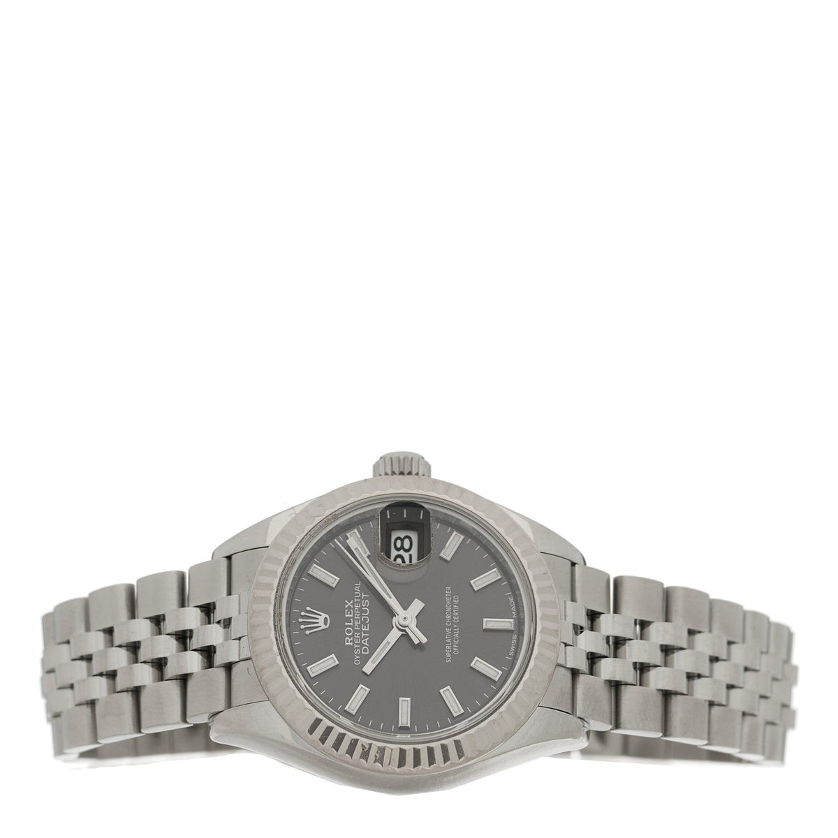 Stainless Steel 18K White Gold 28mm Oyster Perpetual Datejust Watch Black 279174
