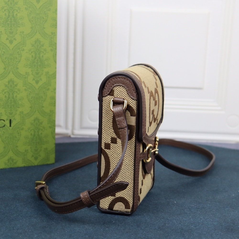 GUCCI 1955 HORSEBIT JUMBO GG MINI BROWN 11CM