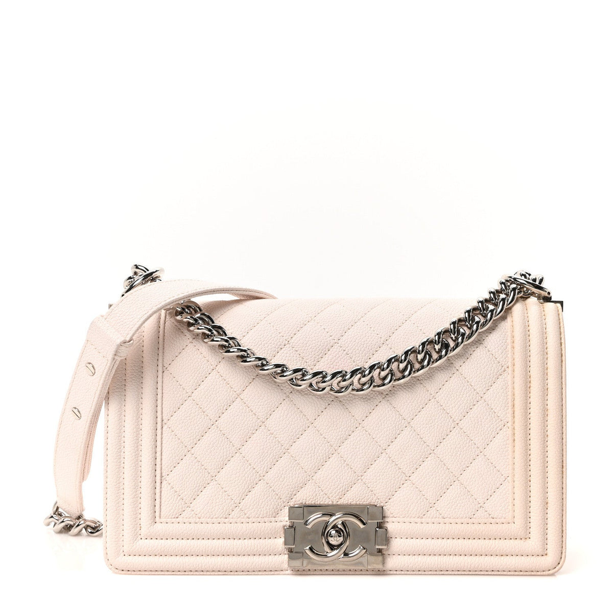 Caviar Quilted Medium Boy Flap Ivory