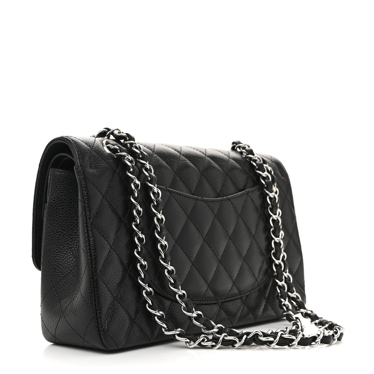 Caviar Quilted Medium Double Flap Black