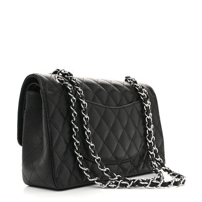 Caviar Quilted Medium Double Flap Black
