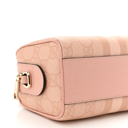GG Supreme Monogram Textured Dollar Calfskin Web Super Mini Ophidia Top Handle Bowler Bag Rose Pink