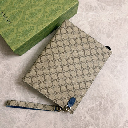 GUCCI GG POUCH WITH GG DETAIL BEIGE AND EBONY 18CM 768255 FACQC 9773