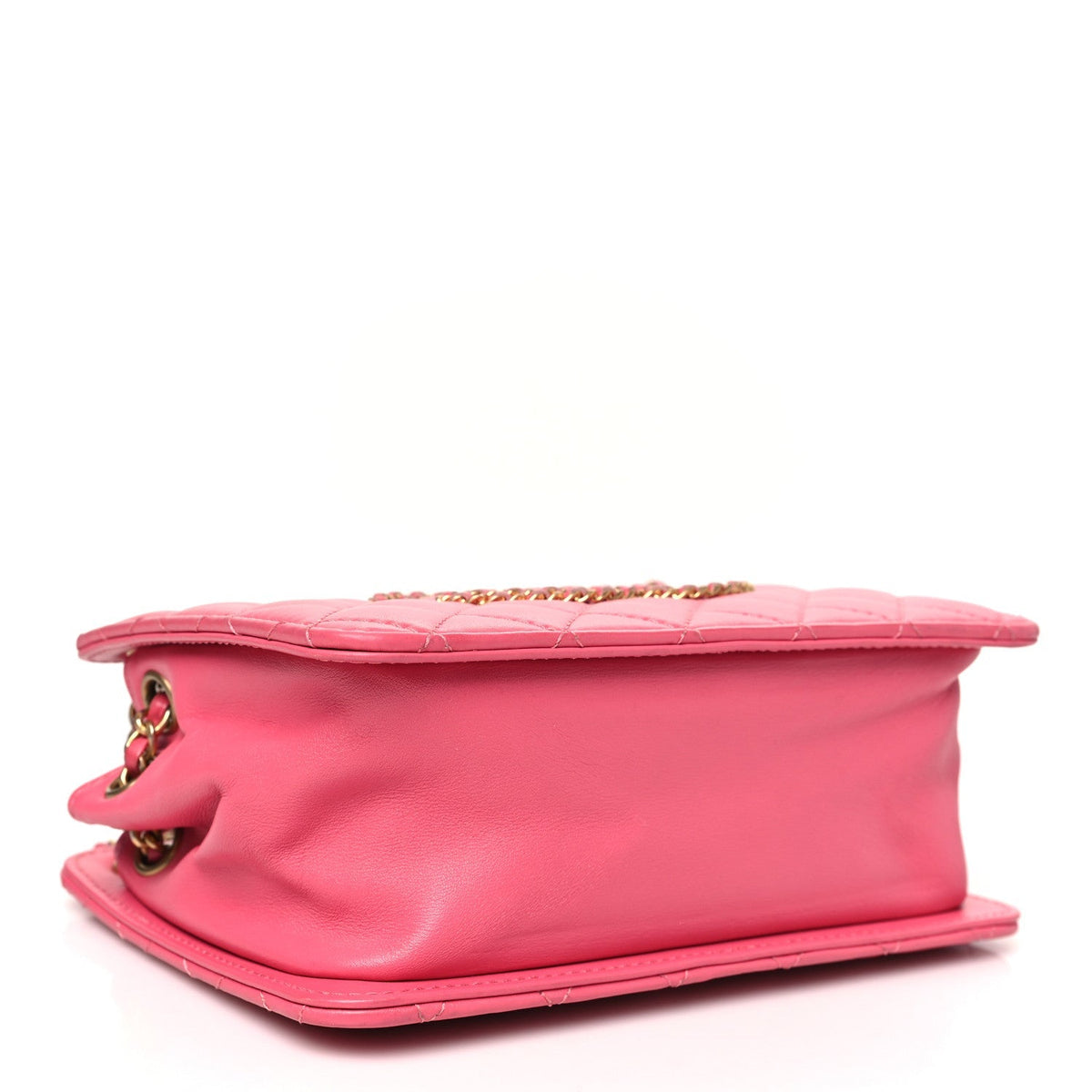 Calfskin Quilted Small CC Chain Accordion Tote Pink