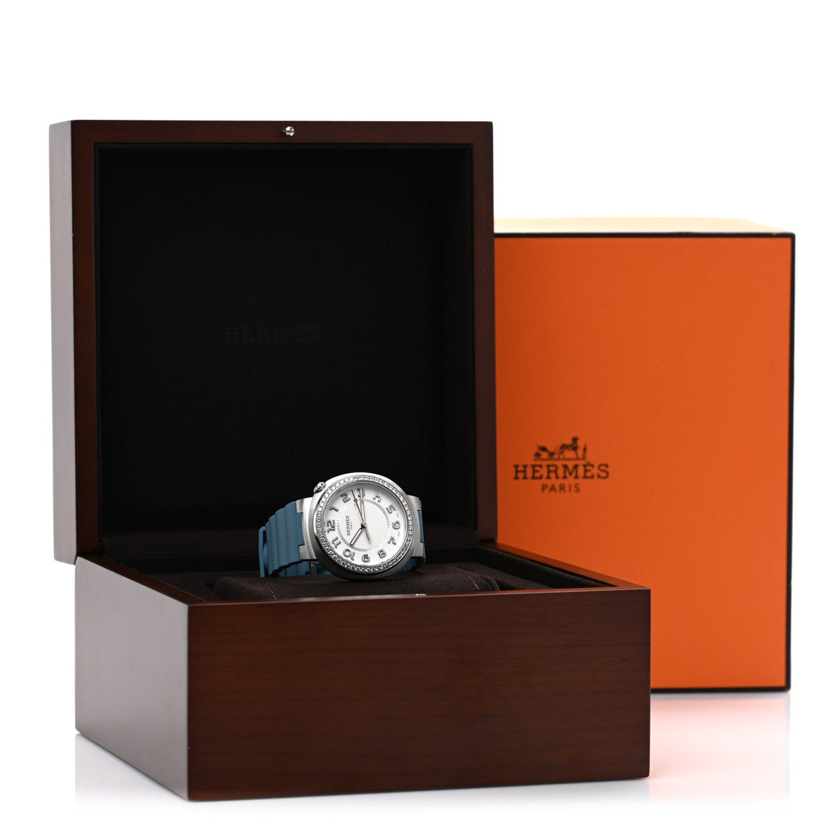 Stainless Steel Rubber Diamond Bezel 36mm Cut Automatic Watch Bleu Brume