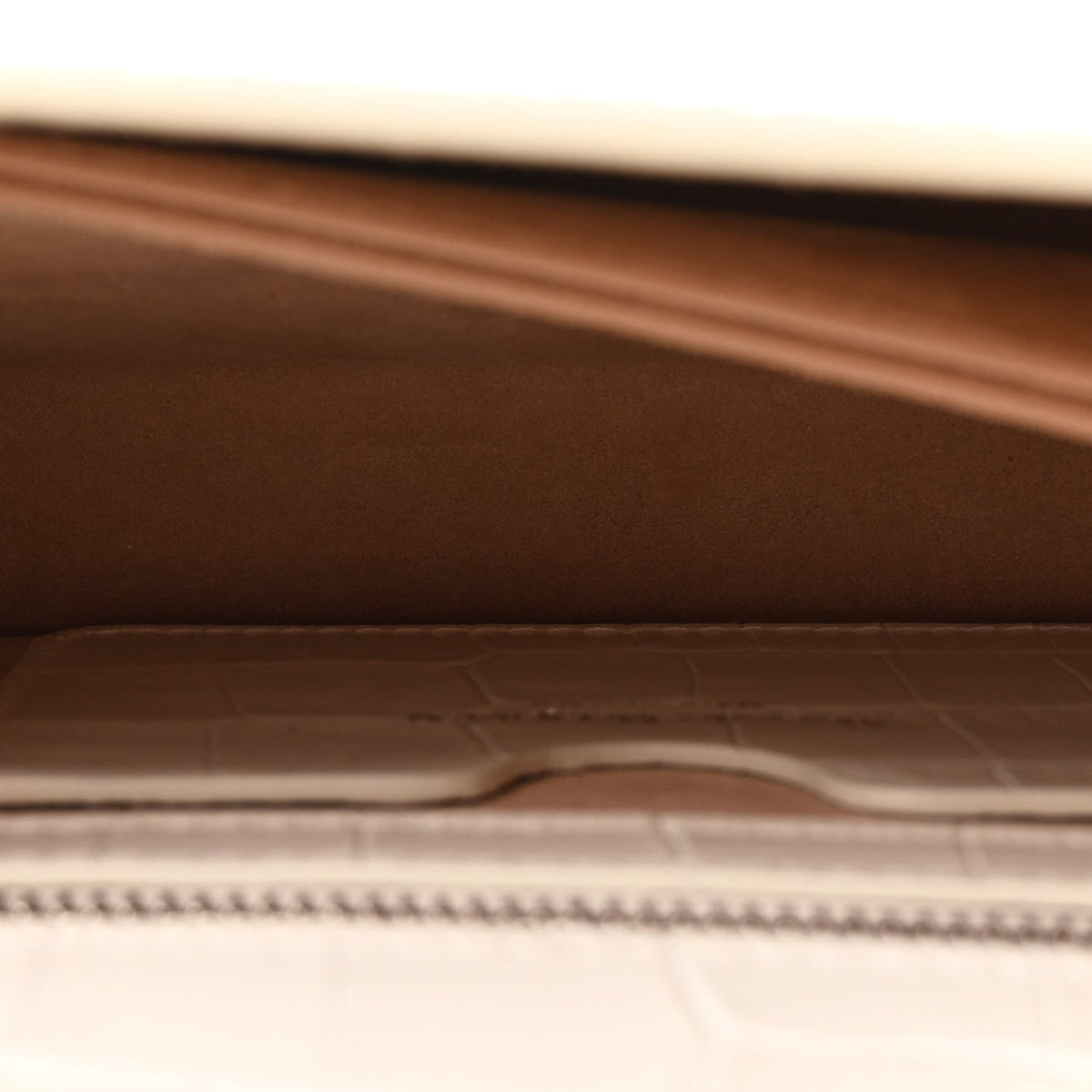 Shiny Calfskin Crocodile Embossed Knuckle Jeweled Crossbody White