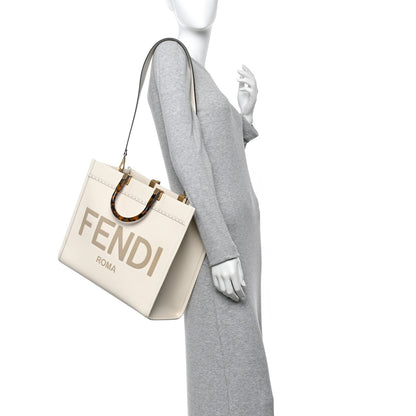 Vitello King Plexiglass Medium Fendi Sunshine Shopper Tote White Ice