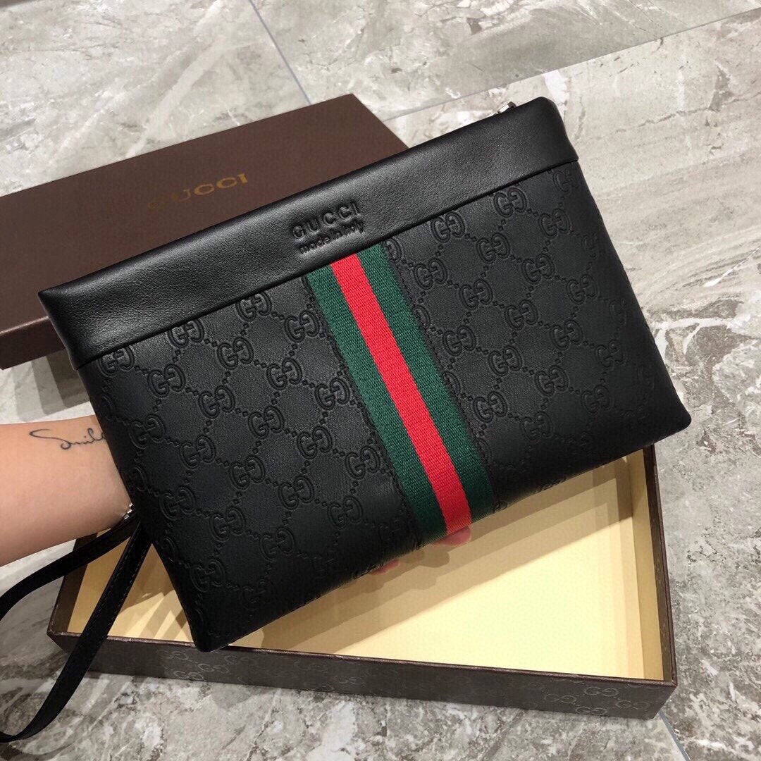 GUCCI GG SUPREME WEB CLUTCH