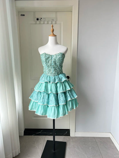 Stunning Homecoming Dress Sweeetheart Cascade Back to School Outfits Party Dress  D6488