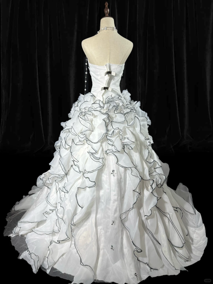 Vintage A Line Sweetheart Neck Appliques Layered Organza Prom Dress Evening Dress SH5605