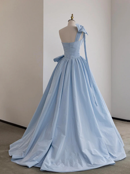 Beautiful A-Line One Shoulder Satin Prom Dress Formal Evening Dress MD7196