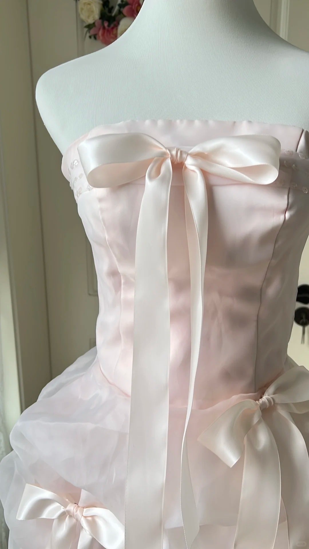 Sweet Homecoming Dress Strapless Tulle Bowknot Back to School Outfits Party Dress  D6461