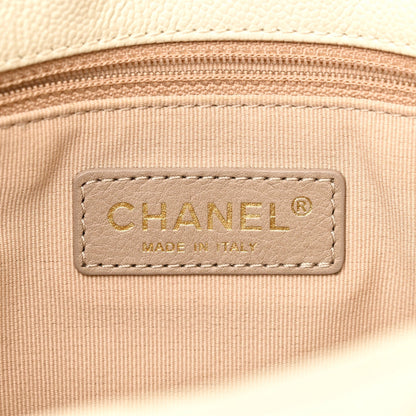 Shiny Caviar Quilted Small Chain Melody Flap White