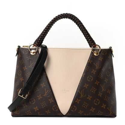 Monogram Braided V Tote MM Creme