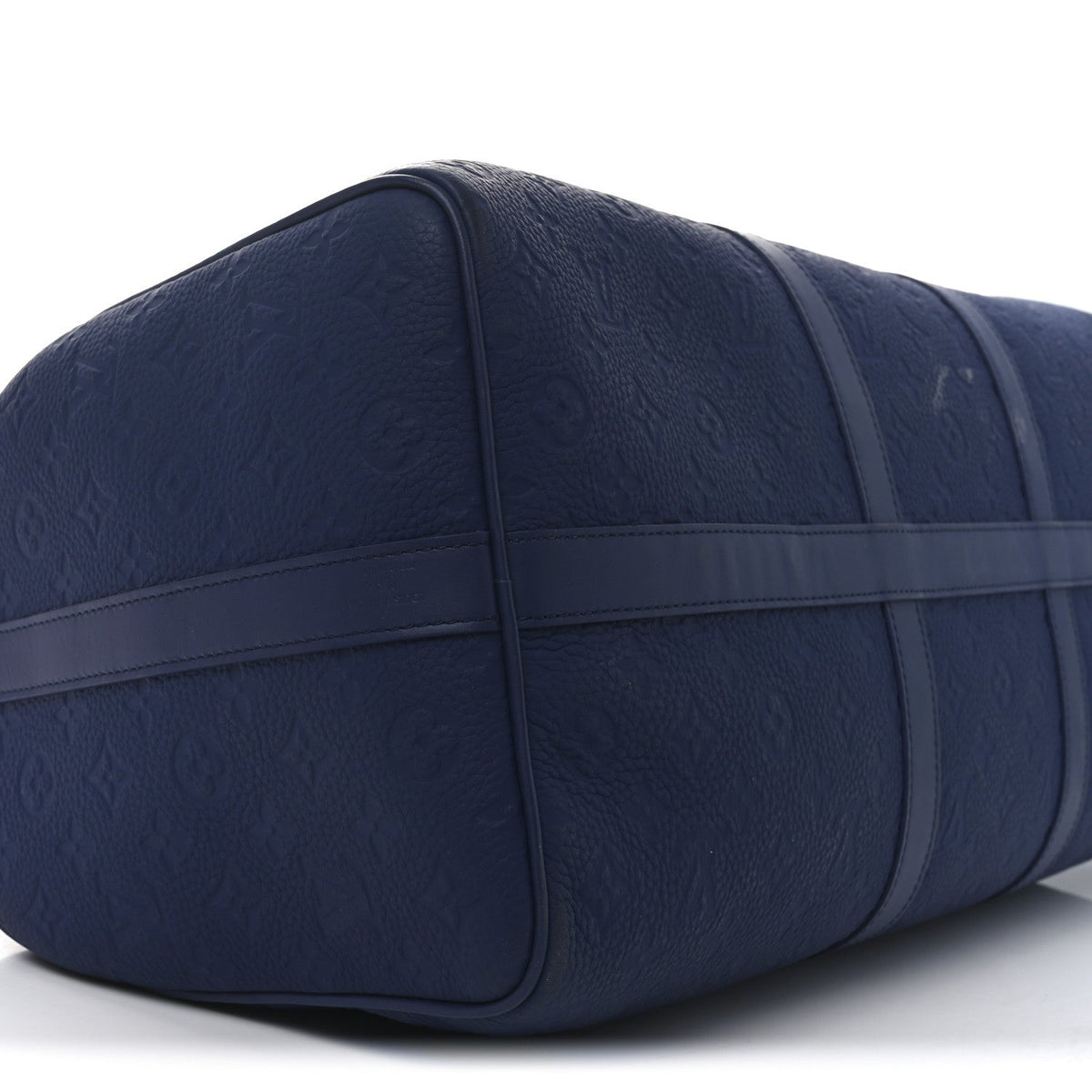 Embossed Calfskin Monogram Shadow Keepall Bandouliere 50 Navy Blue