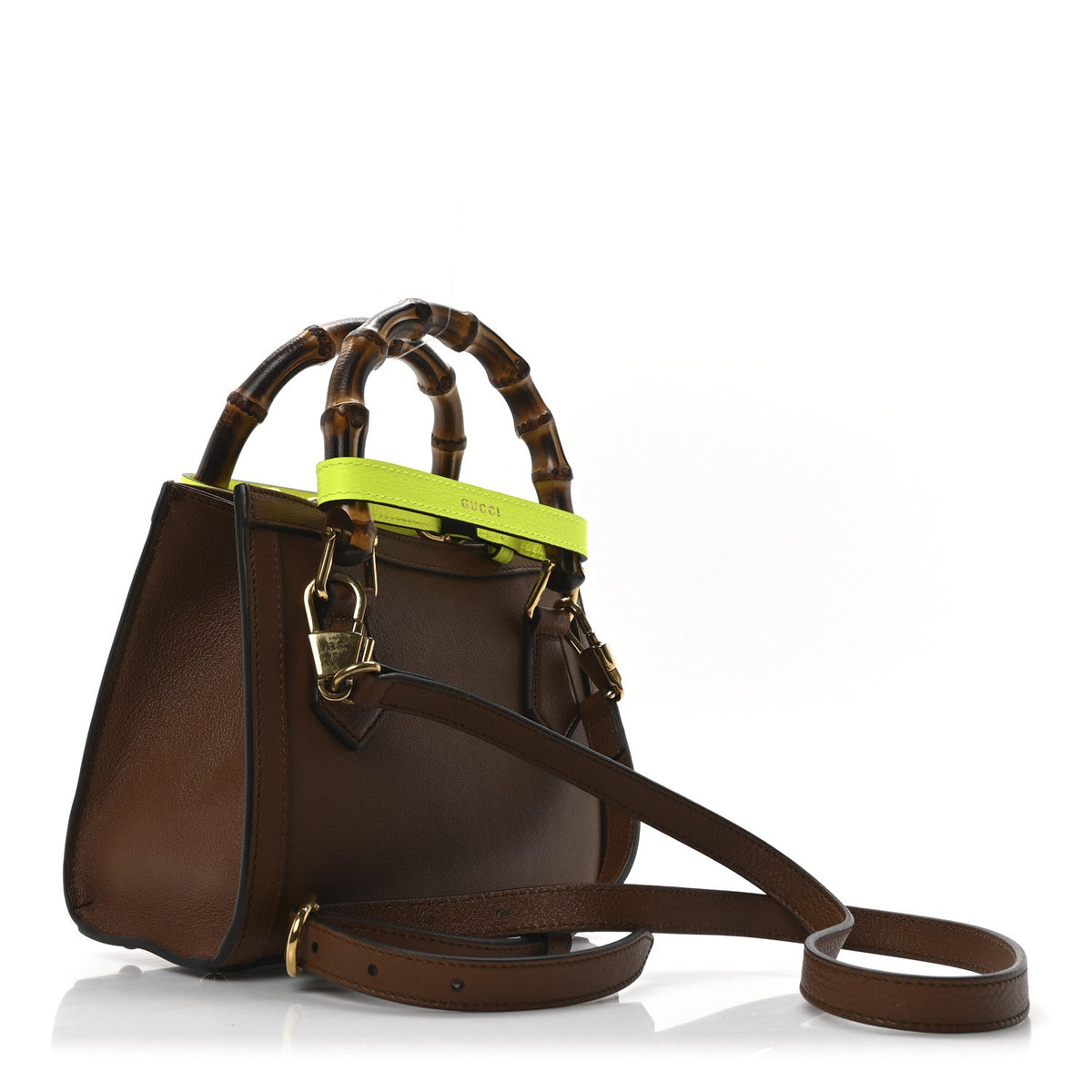 Wonka Grain Calfskin Mini Diana Tote Bag Cuir Yellow Fluo