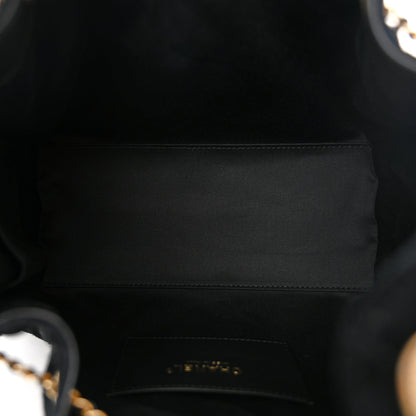 Suede Quilted Small Chanel 25 Handbag Black