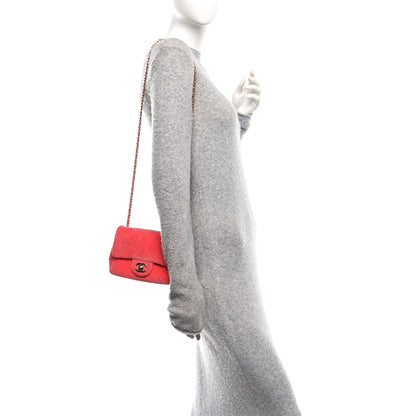 Velvet Quilted Mini Square Pearl Crush Flap Coral