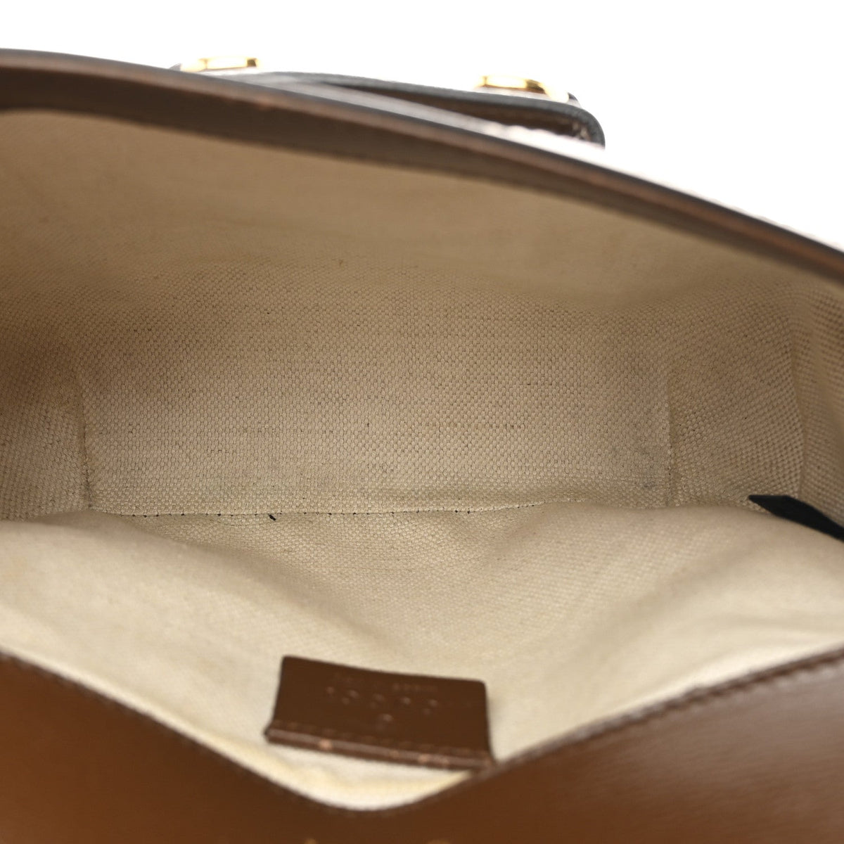 GG Supreme Monogram Web Mini Horsebit 1955 Shoulder Bag Beige Brown Sugar