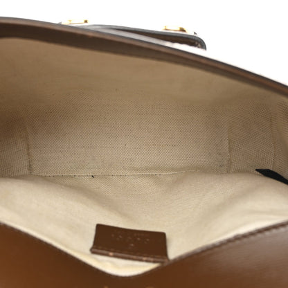 GG Supreme Monogram Web Mini Horsebit 1955 Shoulder Bag Beige Brown Sugar