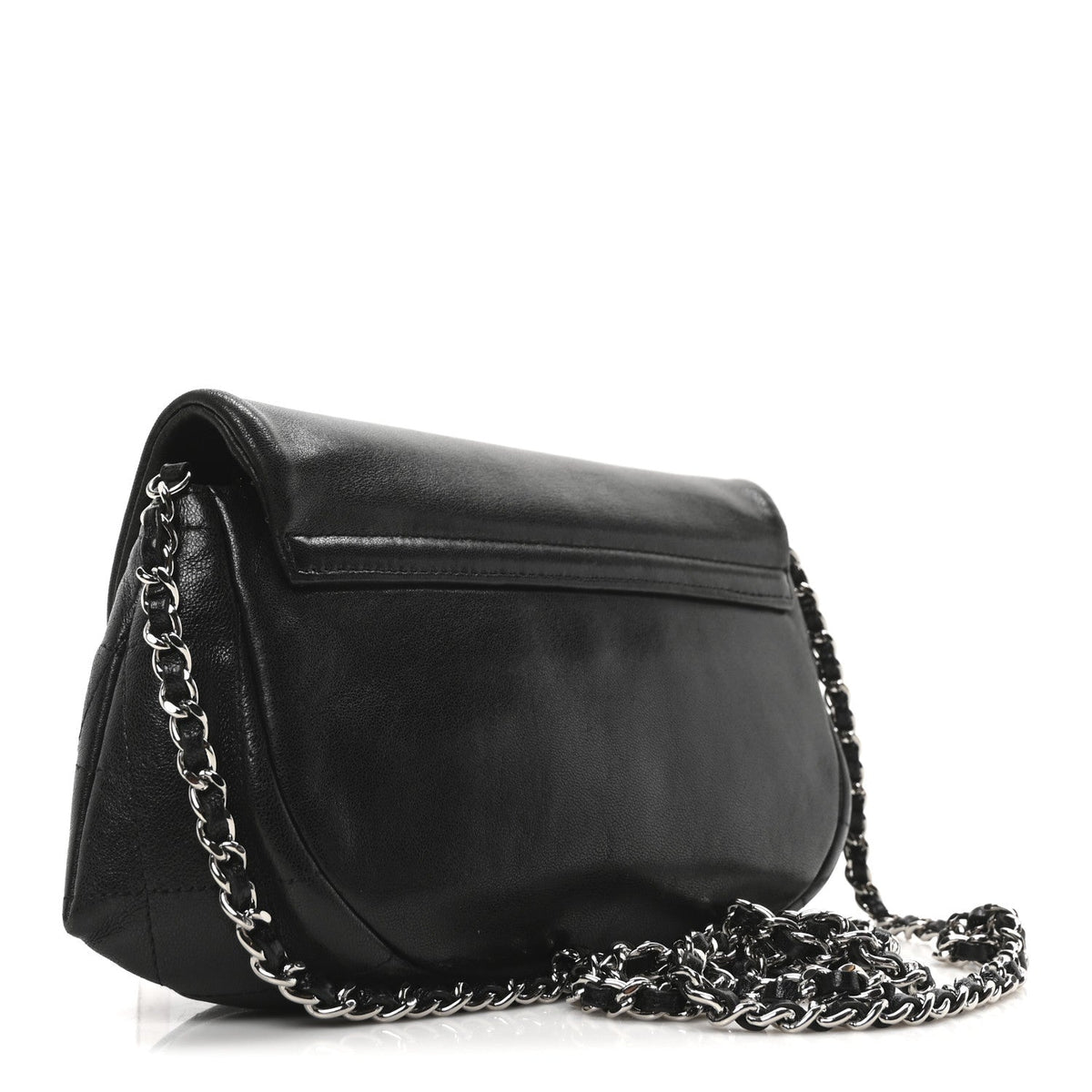 Lambskin Half Moon Wallet On Chain WOC Black