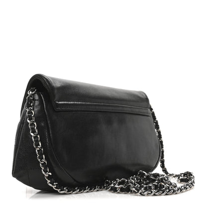 Lambskin Half Moon Wallet On Chain WOC Black