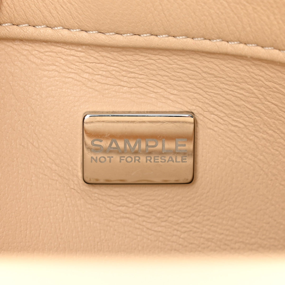 Lambskin Quilted Metal Enamel Chain Top Handle Square Flap Beige